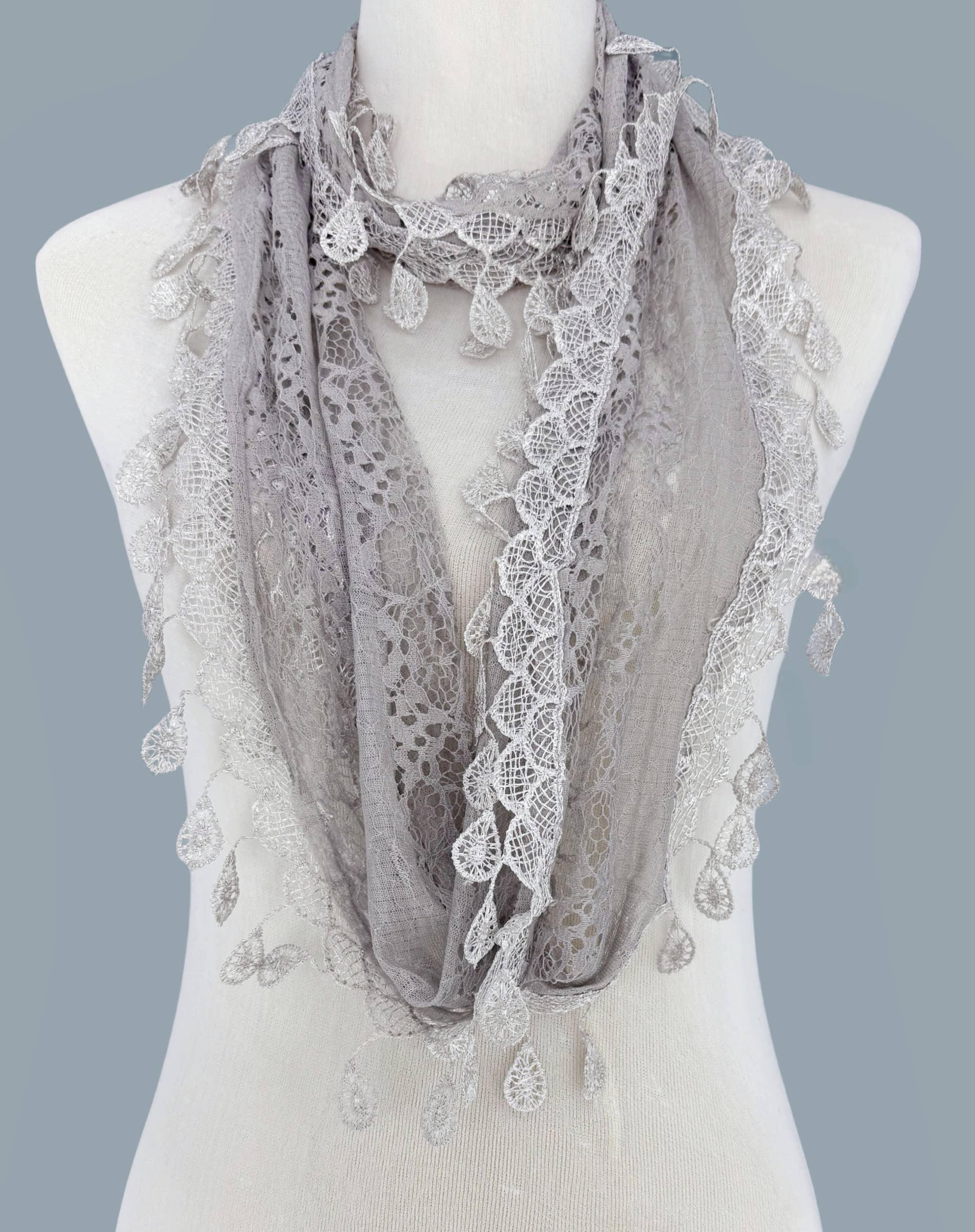 JC Sunny Fashion - Wholesale Scarf - Women's - JC014906 Gorgeous Elegant lace Infinity Scarf5