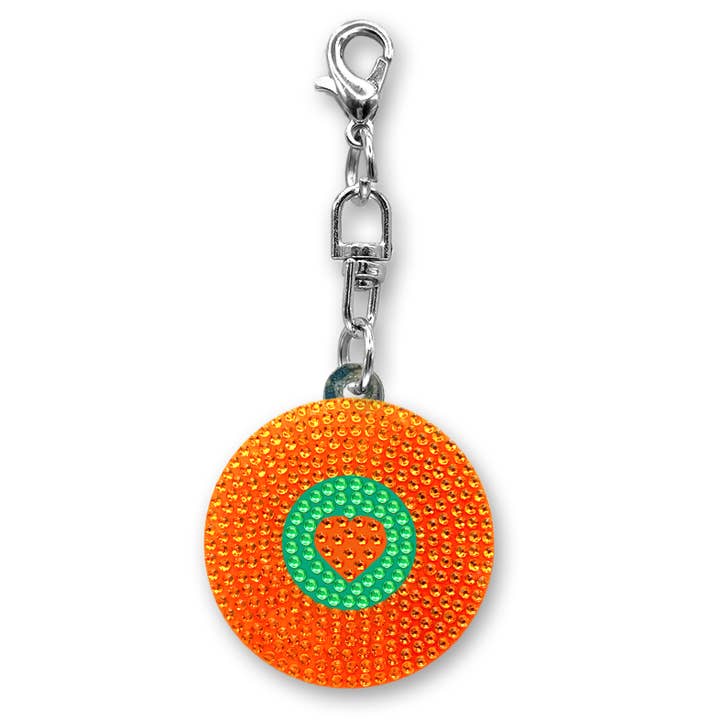 Orange Record Rhinestone Bag Charm for wholesale by StickerBeans