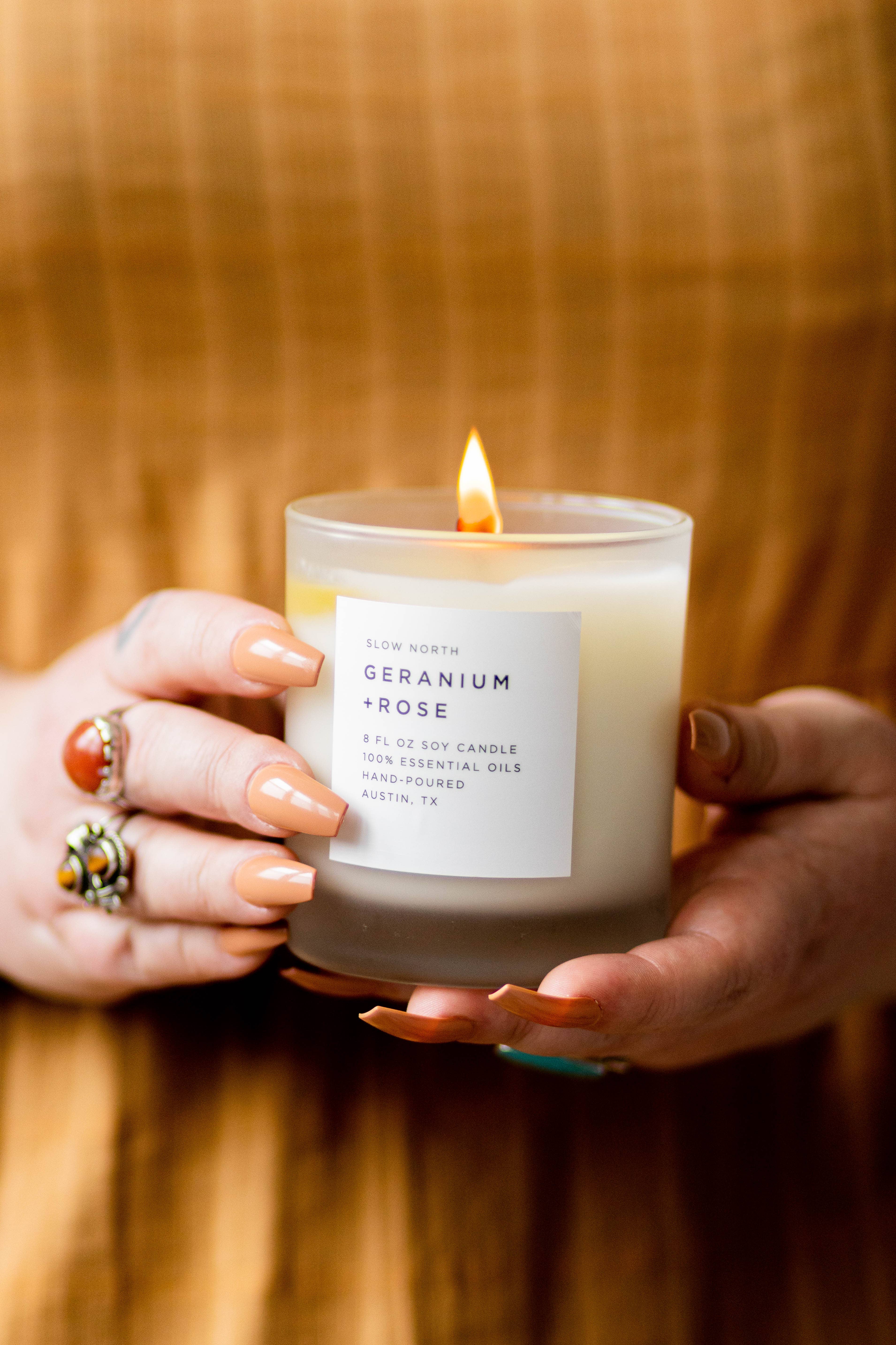 Slow North - Wholesale Jar/Filled Candle - Geranium + Rose - Valentine's Day Gift / Non-Toxic Candle1