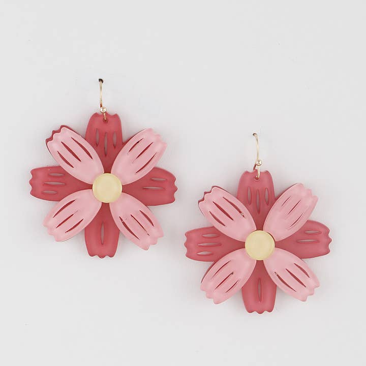 3AM BY H&D ACCESSORIES - Wholesale Dangle Earrings - Two Toned Flower Earrings