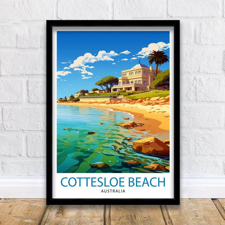 Cottesloe Beach Australia Travel Poster Coastal for wholesale by InkNPrintz
