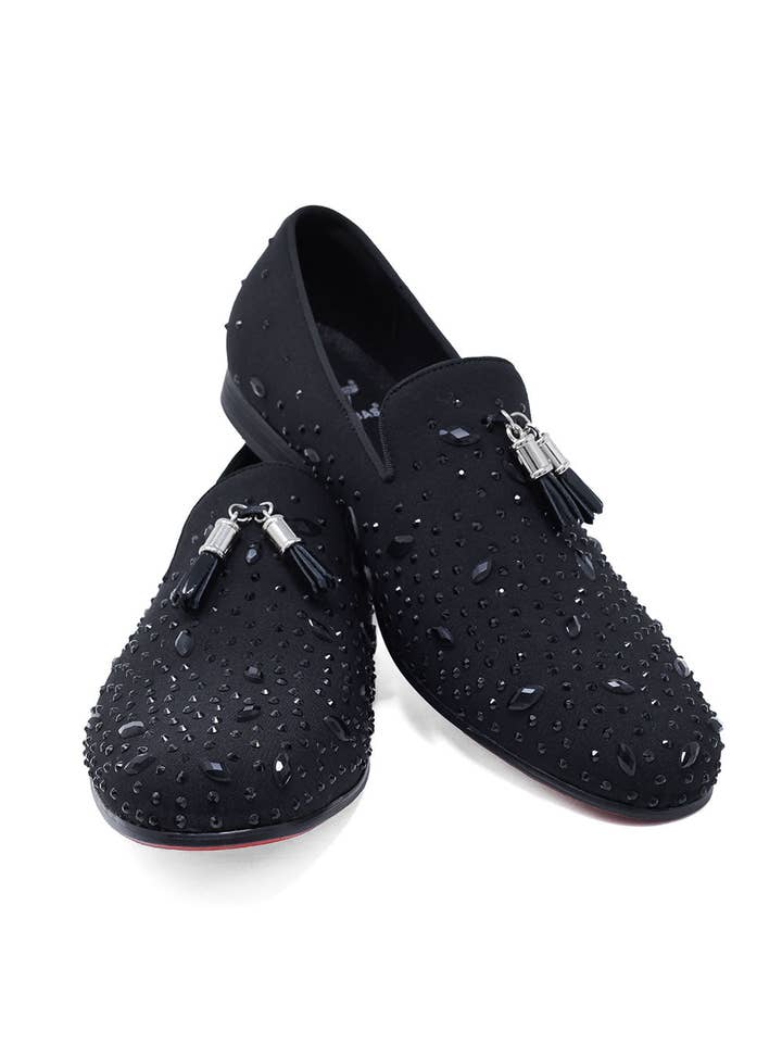 BARABAS - Wholesale Loafers - Men's - Men's Rhinestone Diamond Tassel Loafer Dress Shoes SH3080