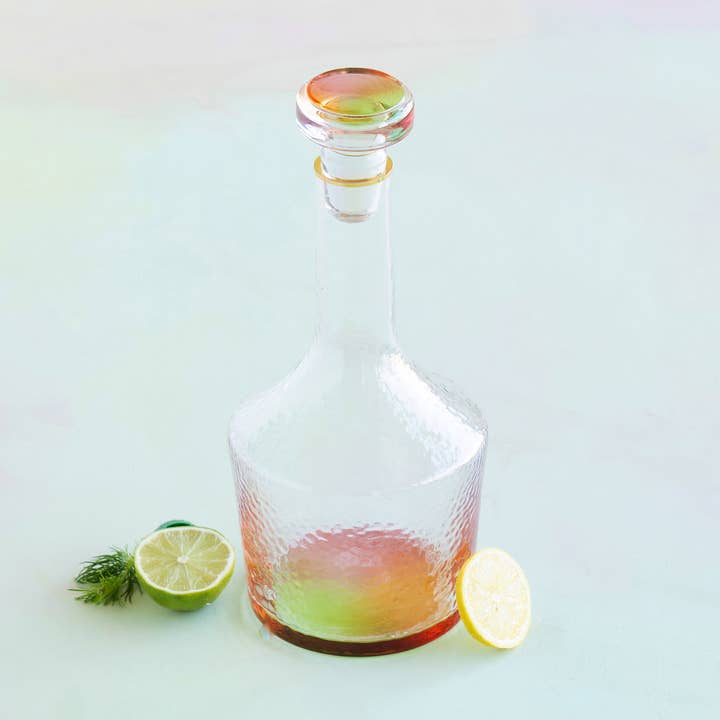 Glitterville Colorful Bottom Cocktail Decanter, Glass, 9.5" for wholesale by Glitterville