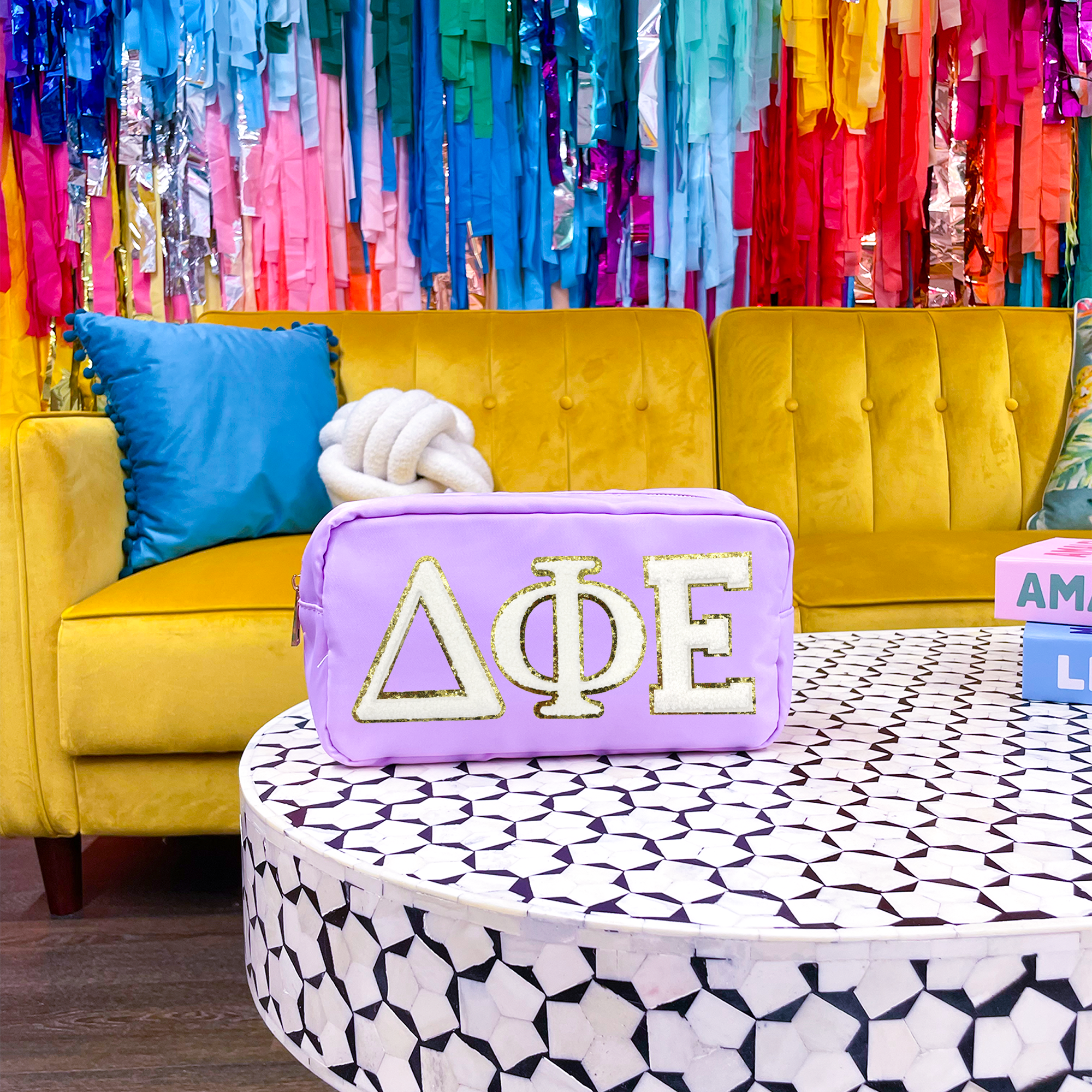 The Crafty Engineer - Wholesale Makeup/Cosmetic Bag - Sorority Nylon Glitter Greek Letter Patch Travel Bag7