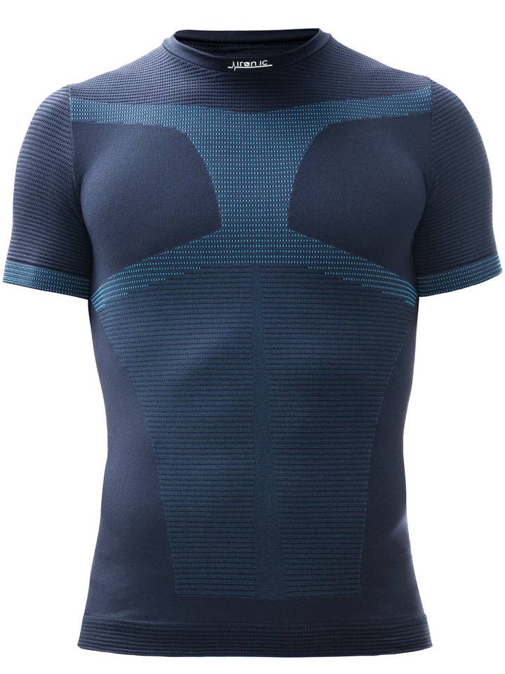 MAN running IRON-IC 6.0 short sleeve t-shirt blue/light blue for wholesale by Iron-Ic