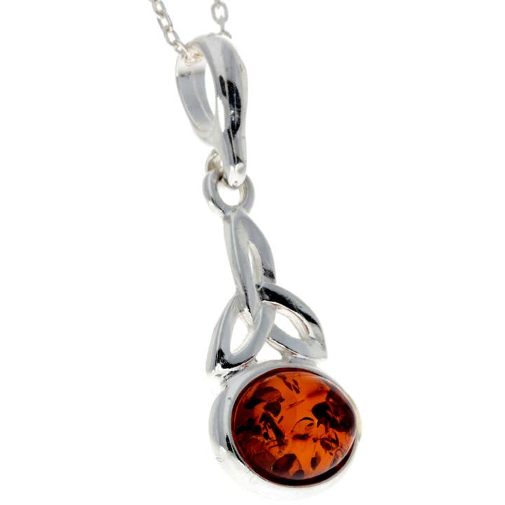 SilverAmber Jewellery - Wholesale Individual charm/pendant - 925 Sterling Silver & Baltic Amber Celtic Pendant - 18333