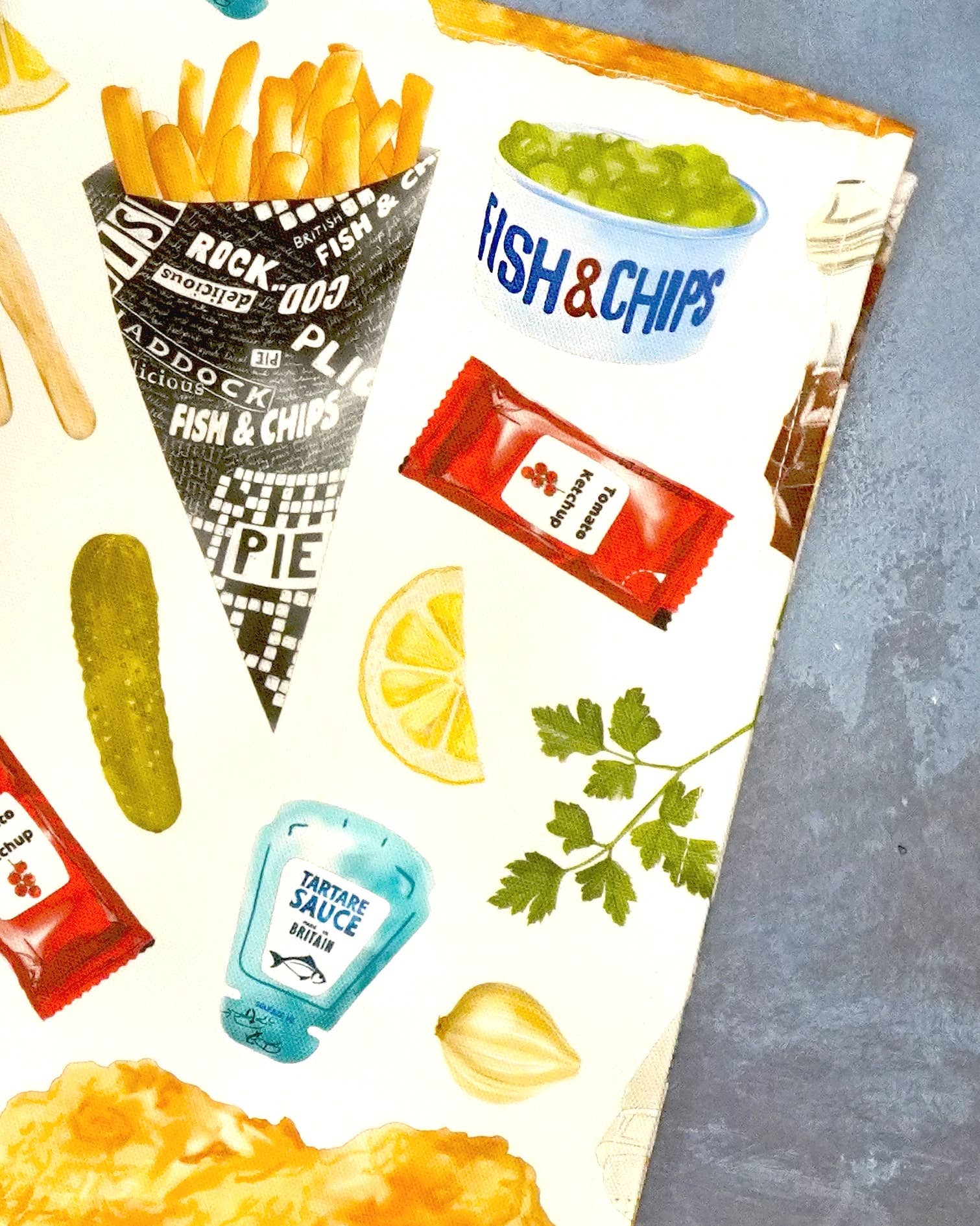 Corinne Alexander – wholesale Tea towel – Fish & Chip Tea Towel - 100% Cotton - Novelty Kitchen Towel3