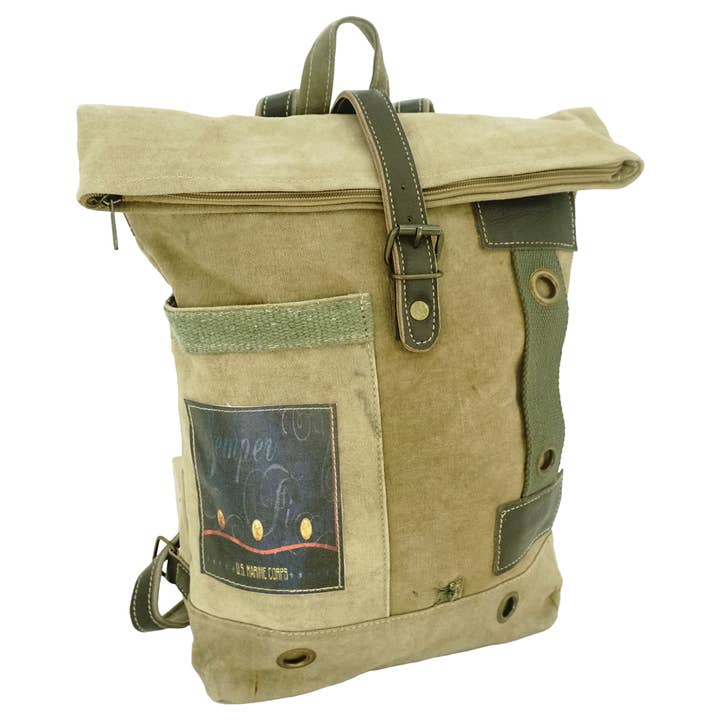Vintage Addiction - Wholesale Backpack - Unisex - Recycled Military Tent Backpack - US MARINES4