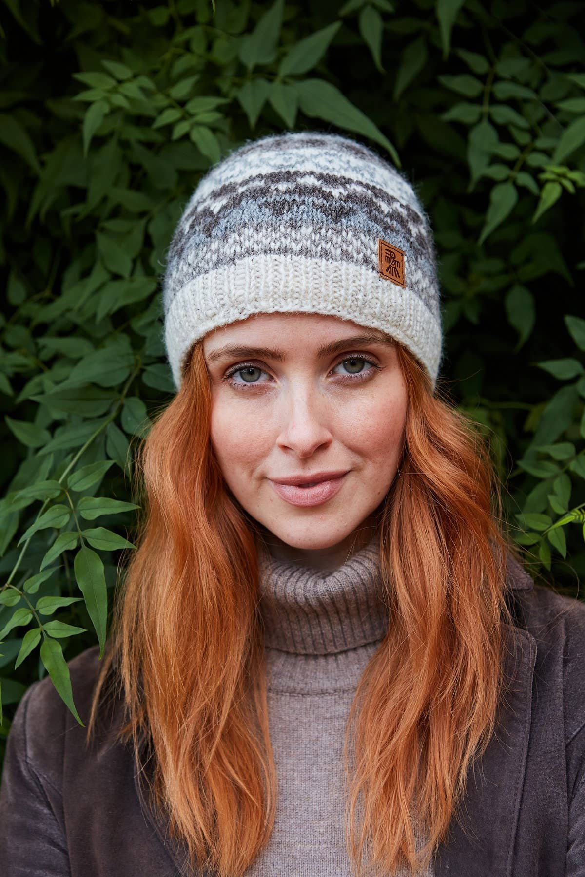 Classic Fair Isle Women's Wool Knit Beanie Hat Natural for wholesale on Faire3