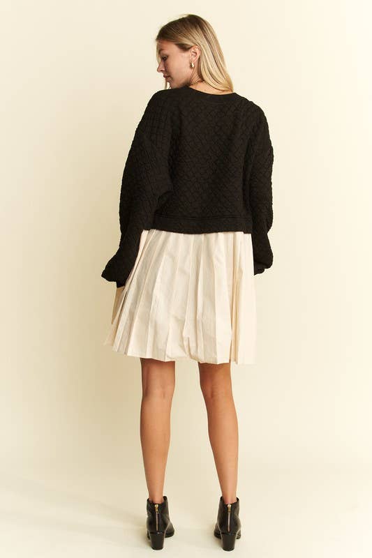 JADE BY JANE – Großhandel Kleid – Damen – LANGÄRMLIGES PLISSEE-ROCKKLEID AUS BAUMWOLLE7