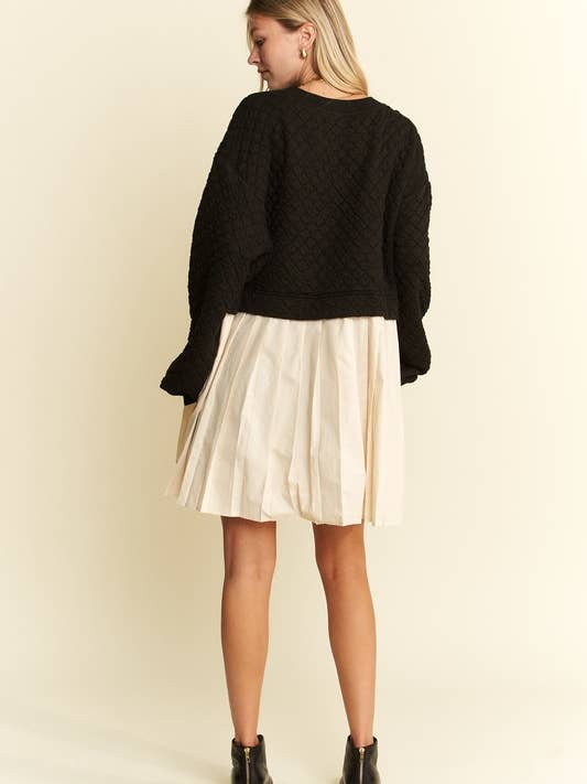 JADE BY JANE – Großhandel Kleid – Damen – LANGÄRMLIGES PLISSEE-ROCKKLEID AUS BAUMWOLLE7