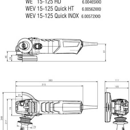 Dynamic Stone Tools - Wholesale - Metabo WEV15-125 HT 5" Variable Speed Grinder, 2800-9600rpm2