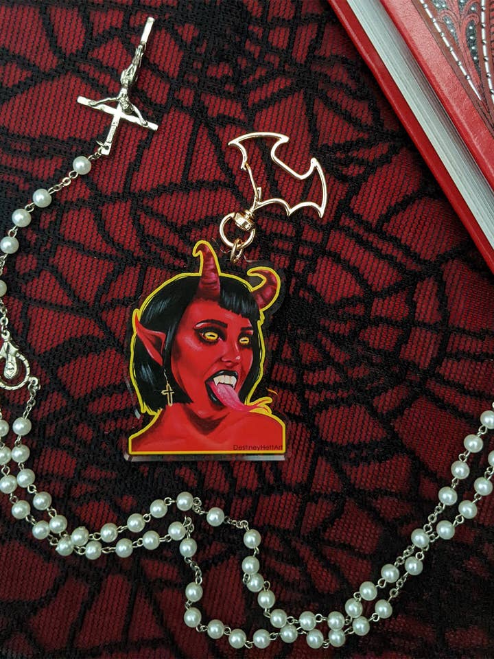 Keychain - Baphomet Babe for wholesale by Destiney Hett Art