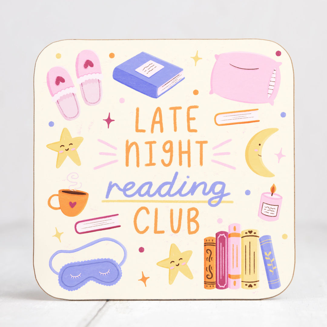 Shake The Label - Wholesale Coasters - Late Night Reading Club Coaster - Book Lover Gift2