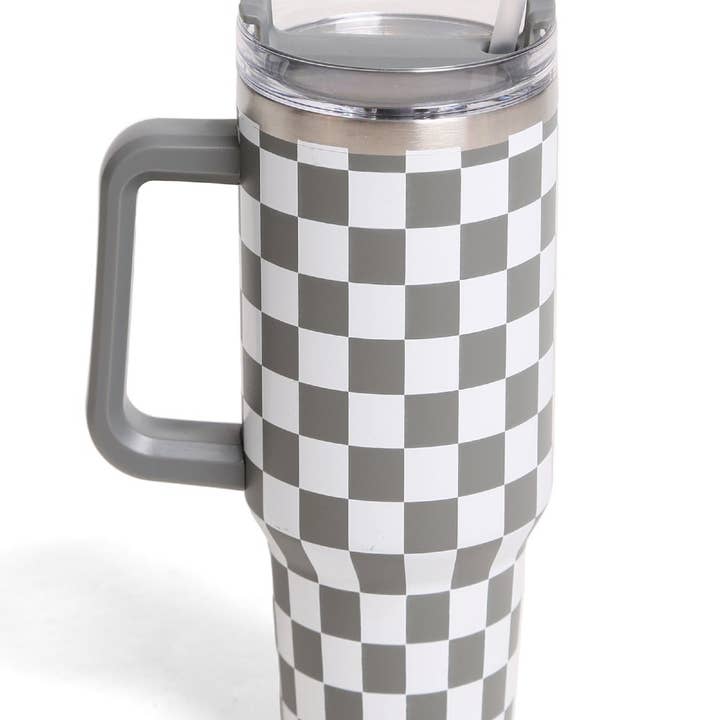 MiMi Wholesale - Vente Gourde/bouteille isotherme - Gobelet à carreaux TUM802 de 40 oz avec poignée1
