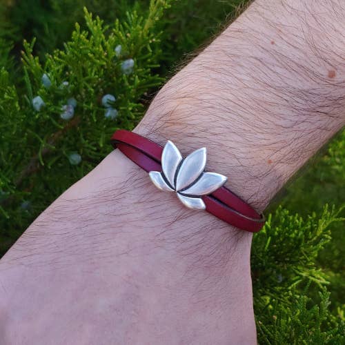 The Essence of Silver - Vente Bracelet jonc - Bracelet Femme en Cuir Lotus9