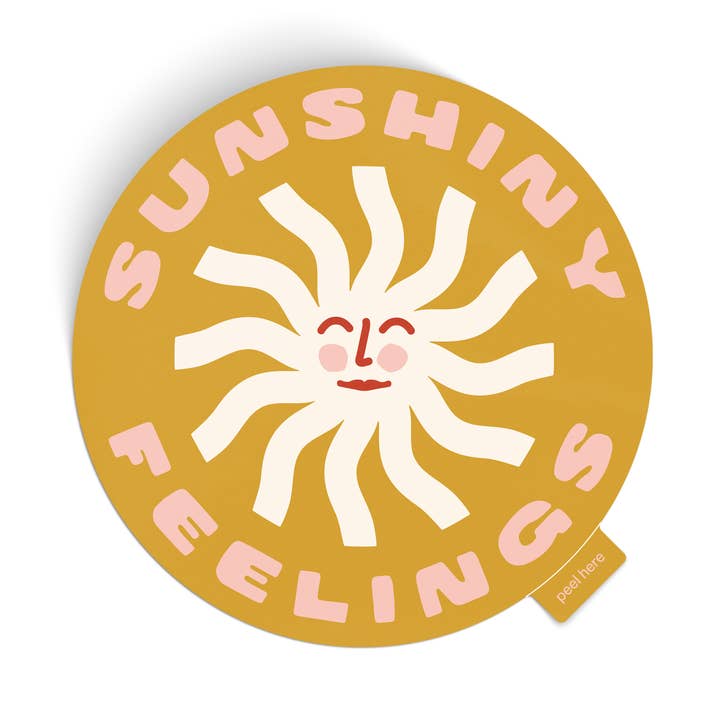 Sunshiny Feelings Large Vinyl Sticker - yellow for wholesale by Endless August Supply Co.