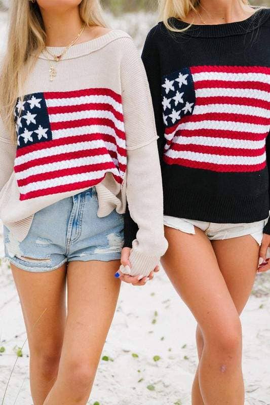Queen Fashion - Wholesale Knit Sweater - Women's - us flag knitted sweater13