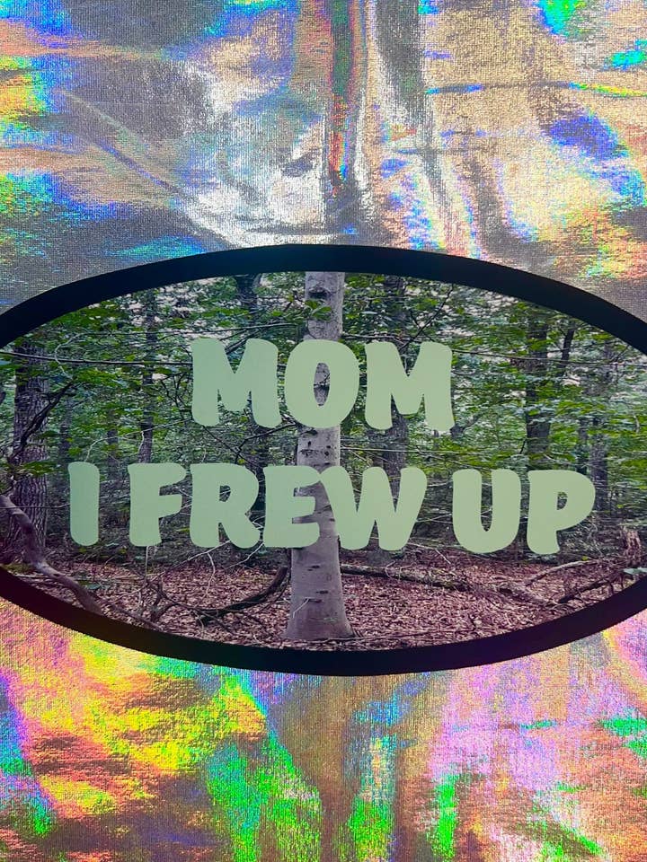 Mamma, jag kräktes oval klistermärke för wholesale av MP Bag Makers