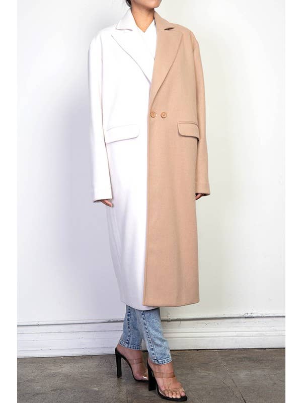 Sage Combo CT5767B Half And Half Contrast Heavy Coat for wholesale on Faire11