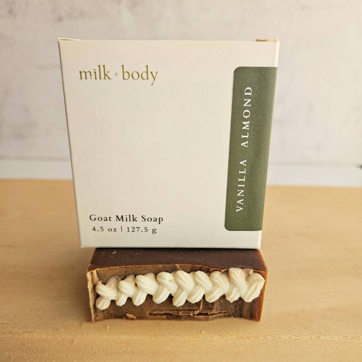 Vanilla Almond Goat Milk Soap for wholesale by Milk + Body