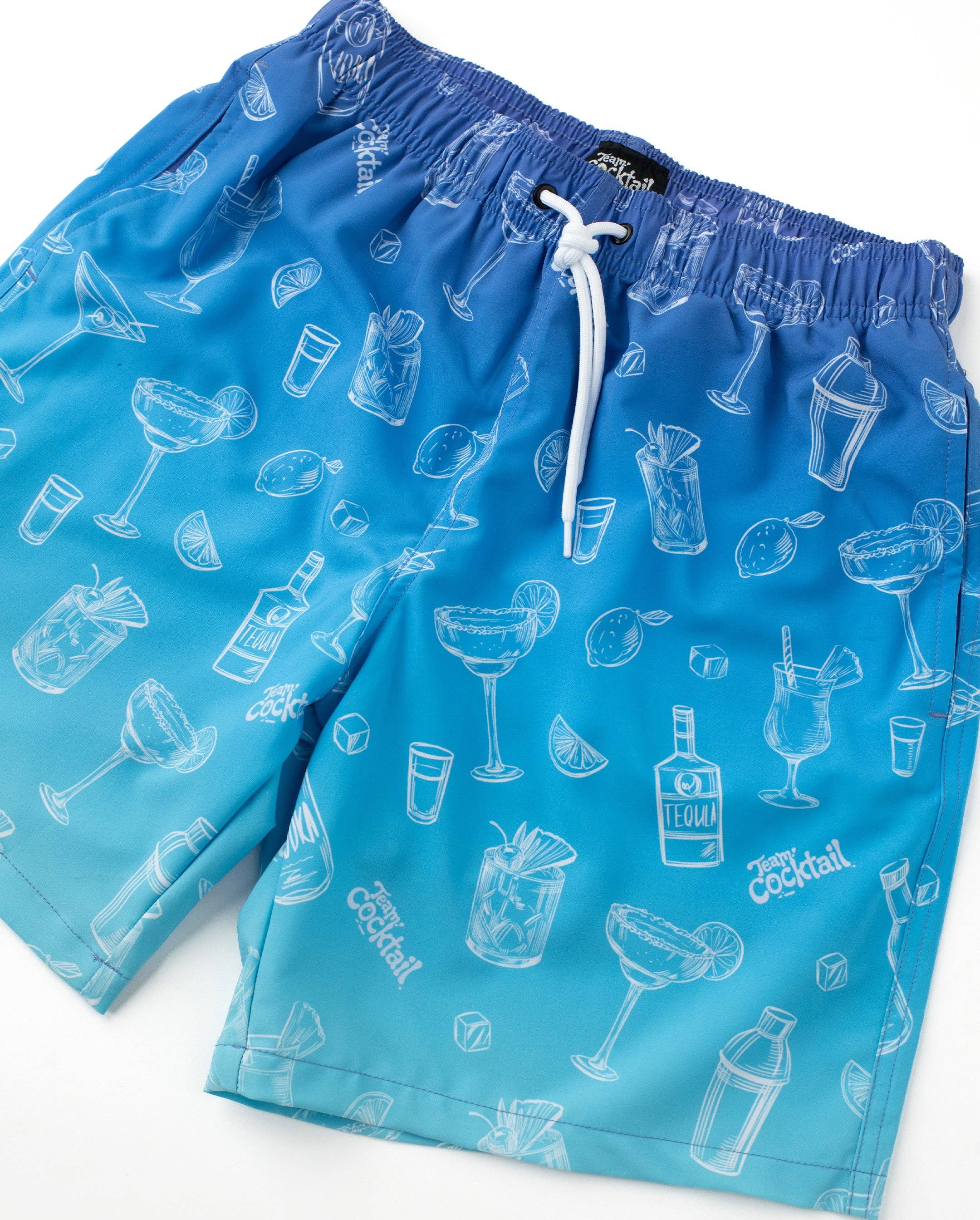 Team Cocktail - Wholesale Swim Shorts - Men's - Ombre Sketch Cocktails Hybrid Swim Shorts2