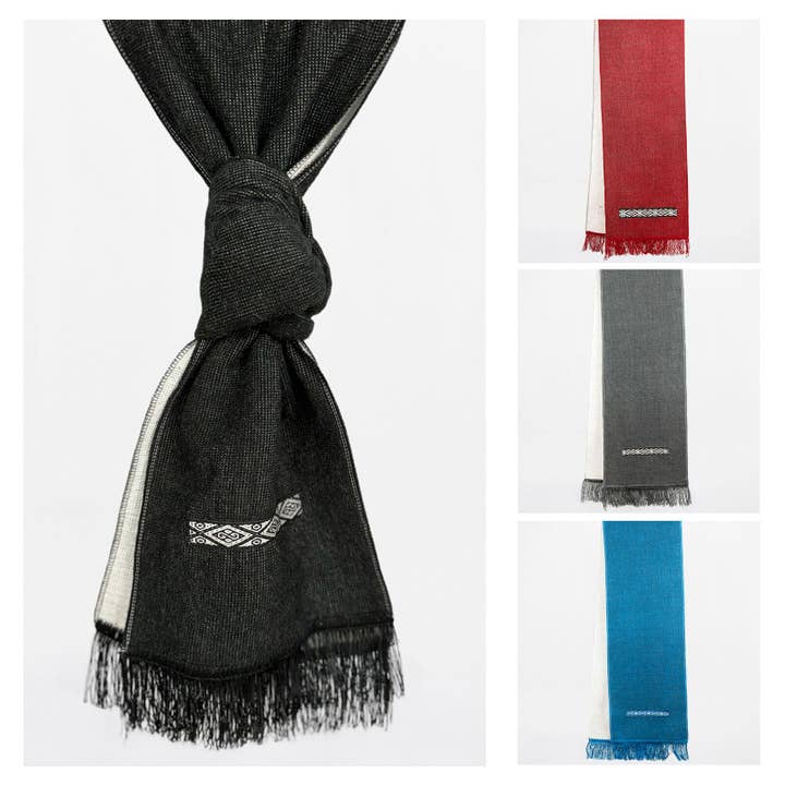 Alpaca Wool Scarves - Dual-Tone, Brushed Finish, Embroidery - Andean Elegance for wholesale by ECUALAMA