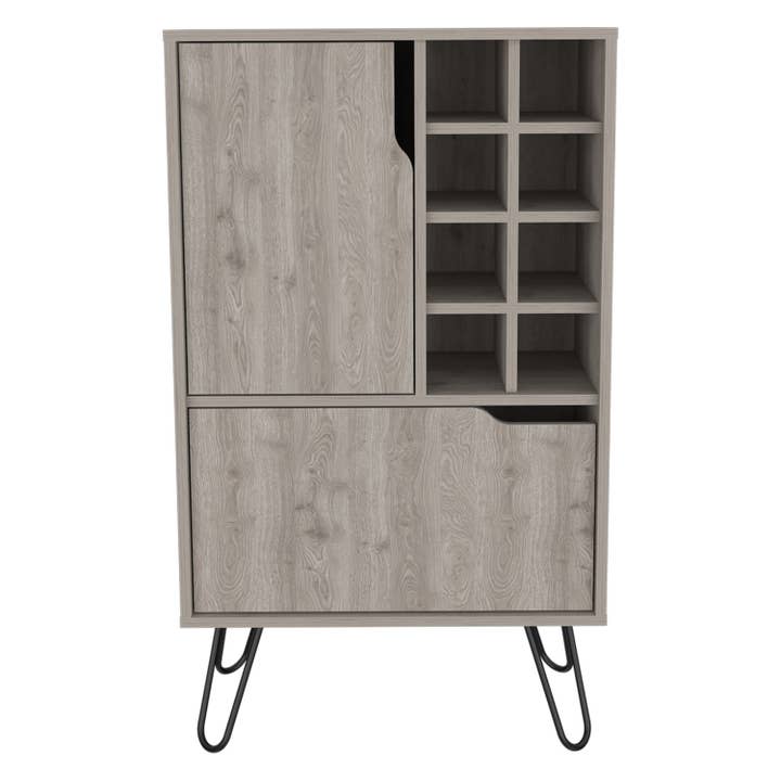 Zamna L Bar Sgl Door Cabinet, 8 Wine Rack, Gray for wholesale on Faire1