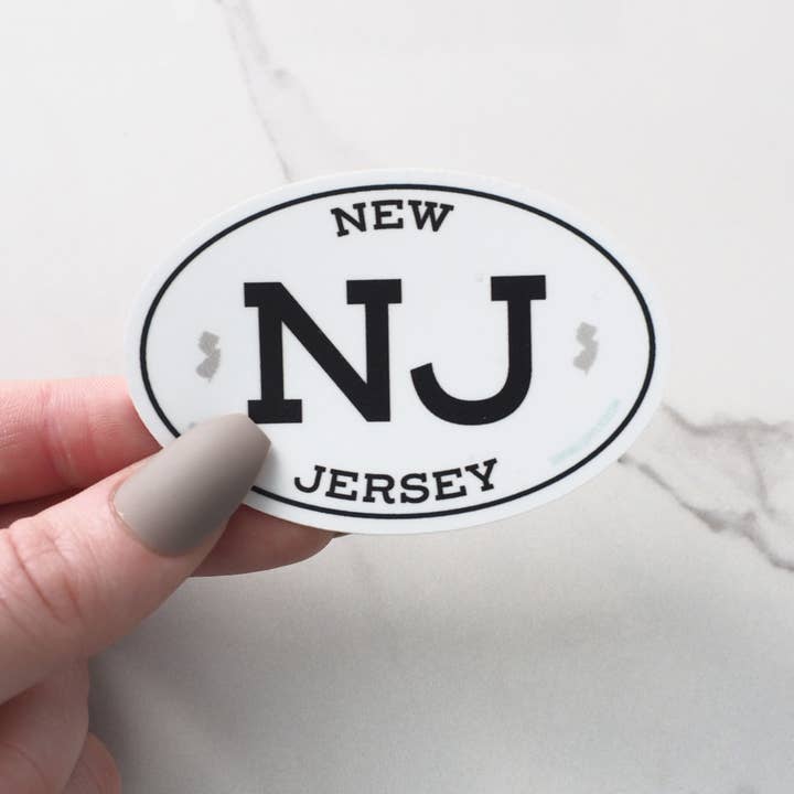 Sentinel Supply - Wholesale Sticker - White Oval New Jersey Bumper Stickers - 3" & 4" NJ Decals