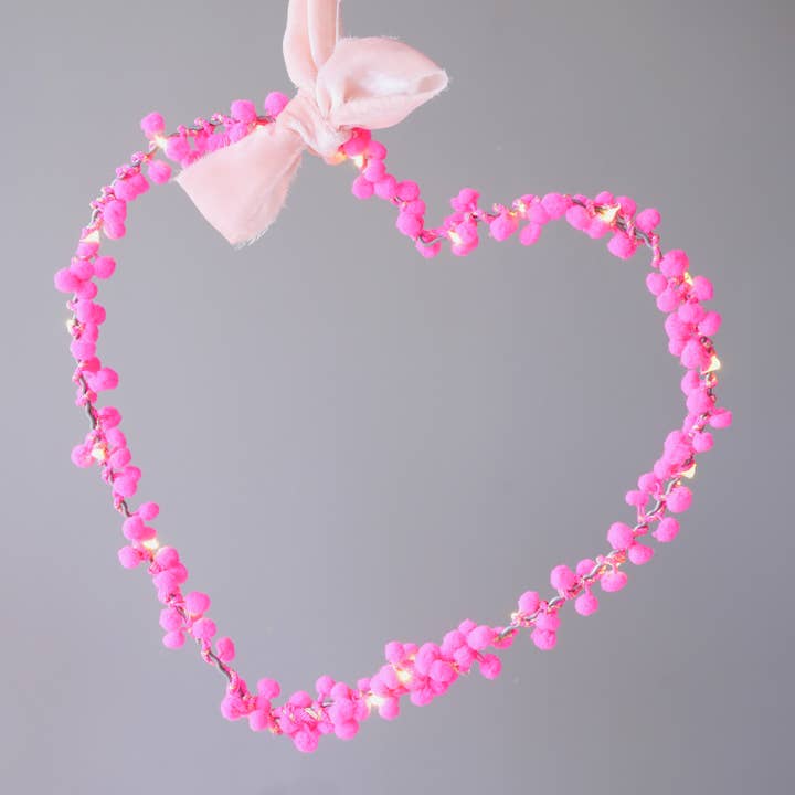 Handmade Pom Pom Heart Light for wholesale by Melanie Porter