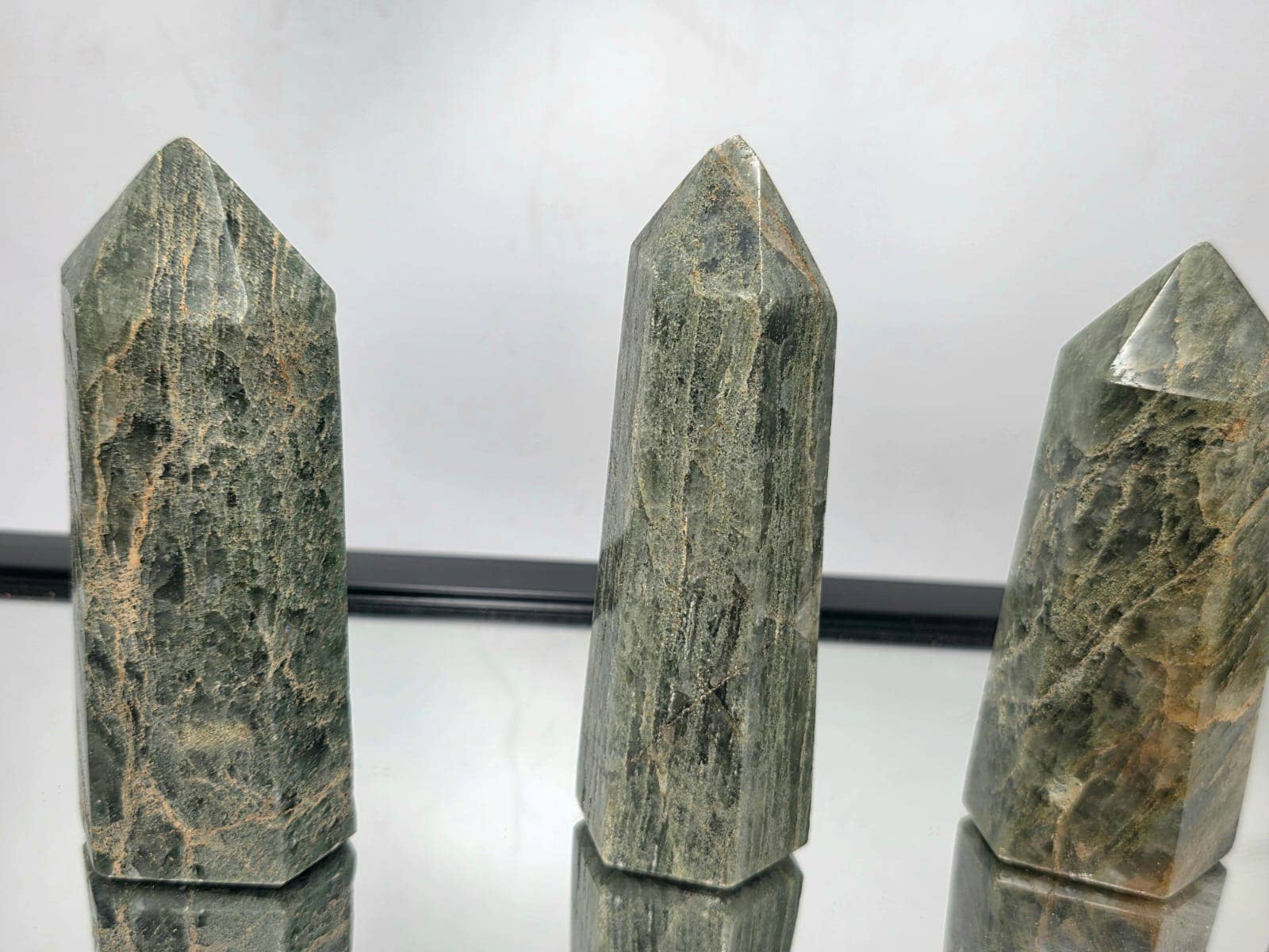 Distinction Crystals – wholesale Spiritual stone/crystal – Madagascan Moss Quartz Crystal Prisms / Towers 200-300g