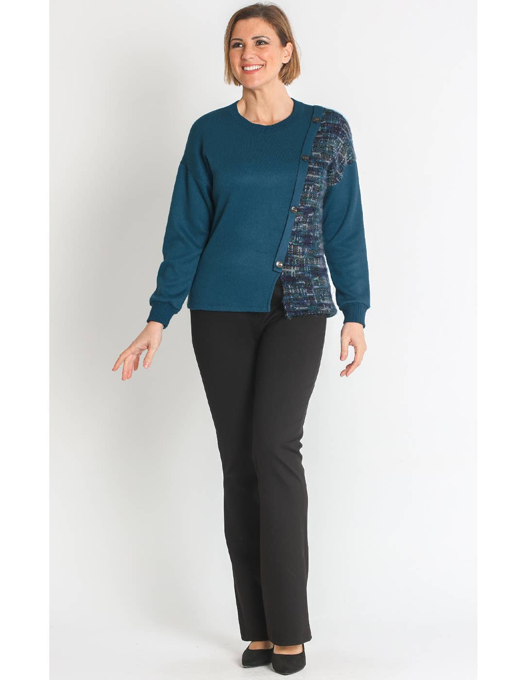 PETRÓLEO Suéter de Tricô Baguilla com Jacquard de Lã para venda a revendedores na Faire1