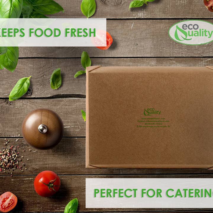 EcoQuality - Wholesale Food Storage Container - 49Oz Kraft Folded Paper Take Out Containers - Microwavable6