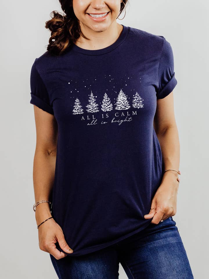 Scripted Pearl - Wholesale T-Shirt (Graphic) - Women's - Christian Tshirts, Christmas T Shirts, Silent Night25