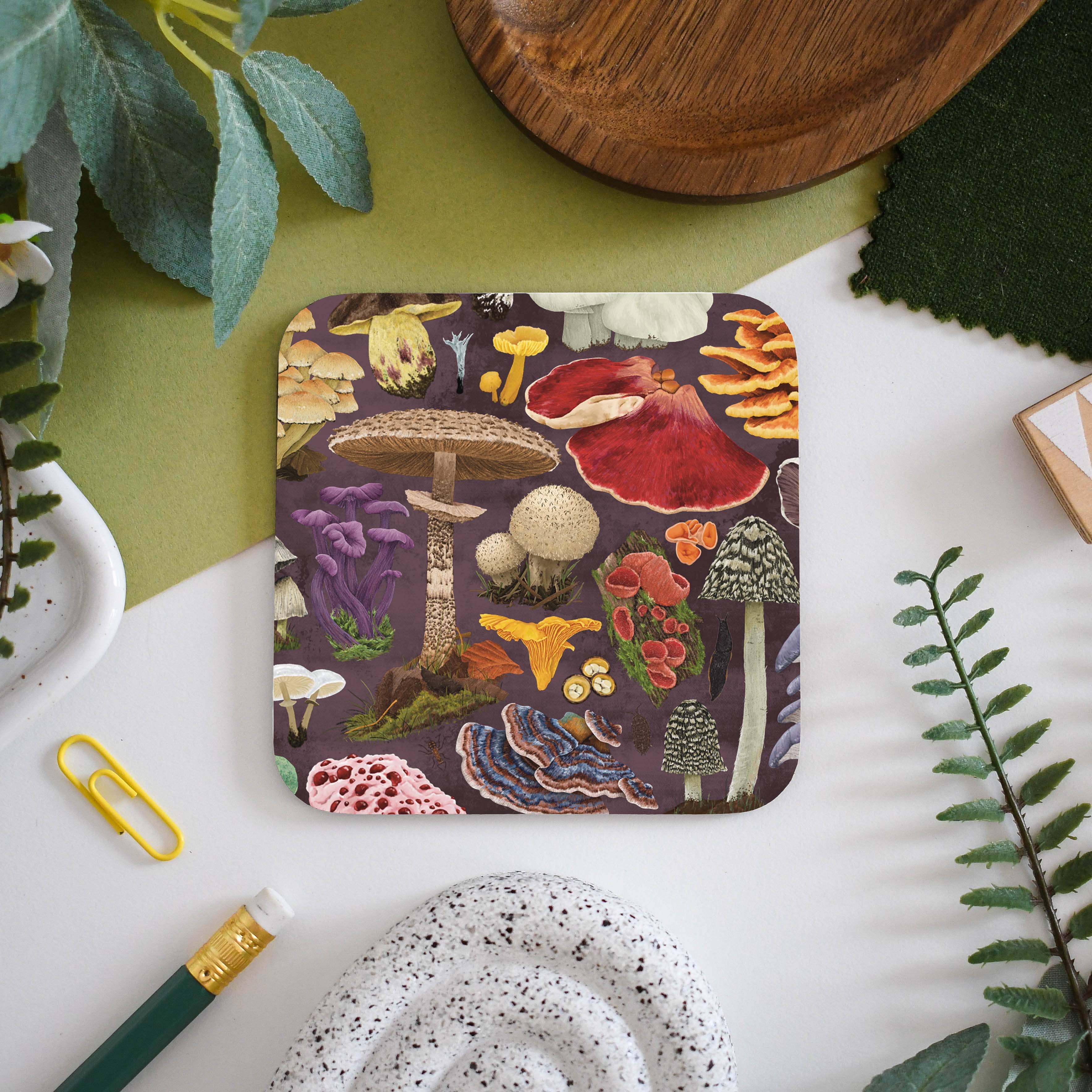 Ferne Creative – wholesale Coasters – Illustrated Fungi Coaster Purple