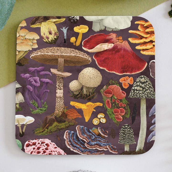 Ferne Creative – wholesale Coasters – Illustrated Fungi Coaster Purple0