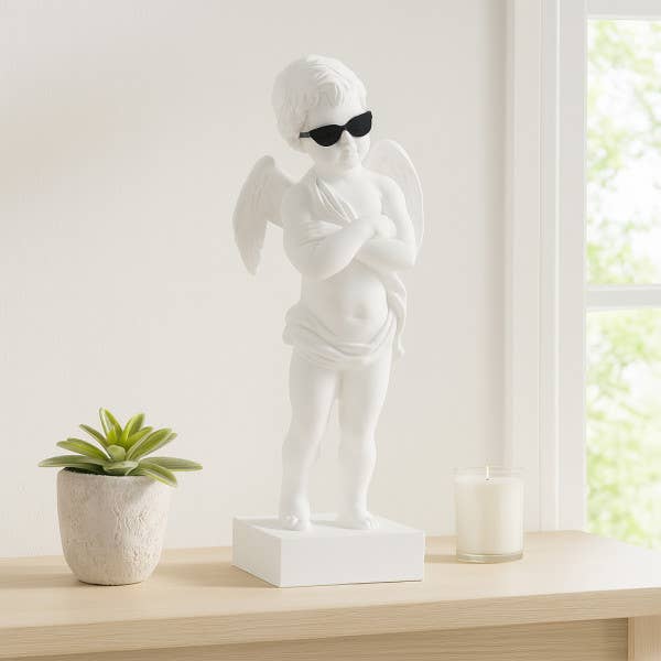 Resin Angel with Sunglasses Figurine - White, 11 in. for wholesale by Sagebrook Home