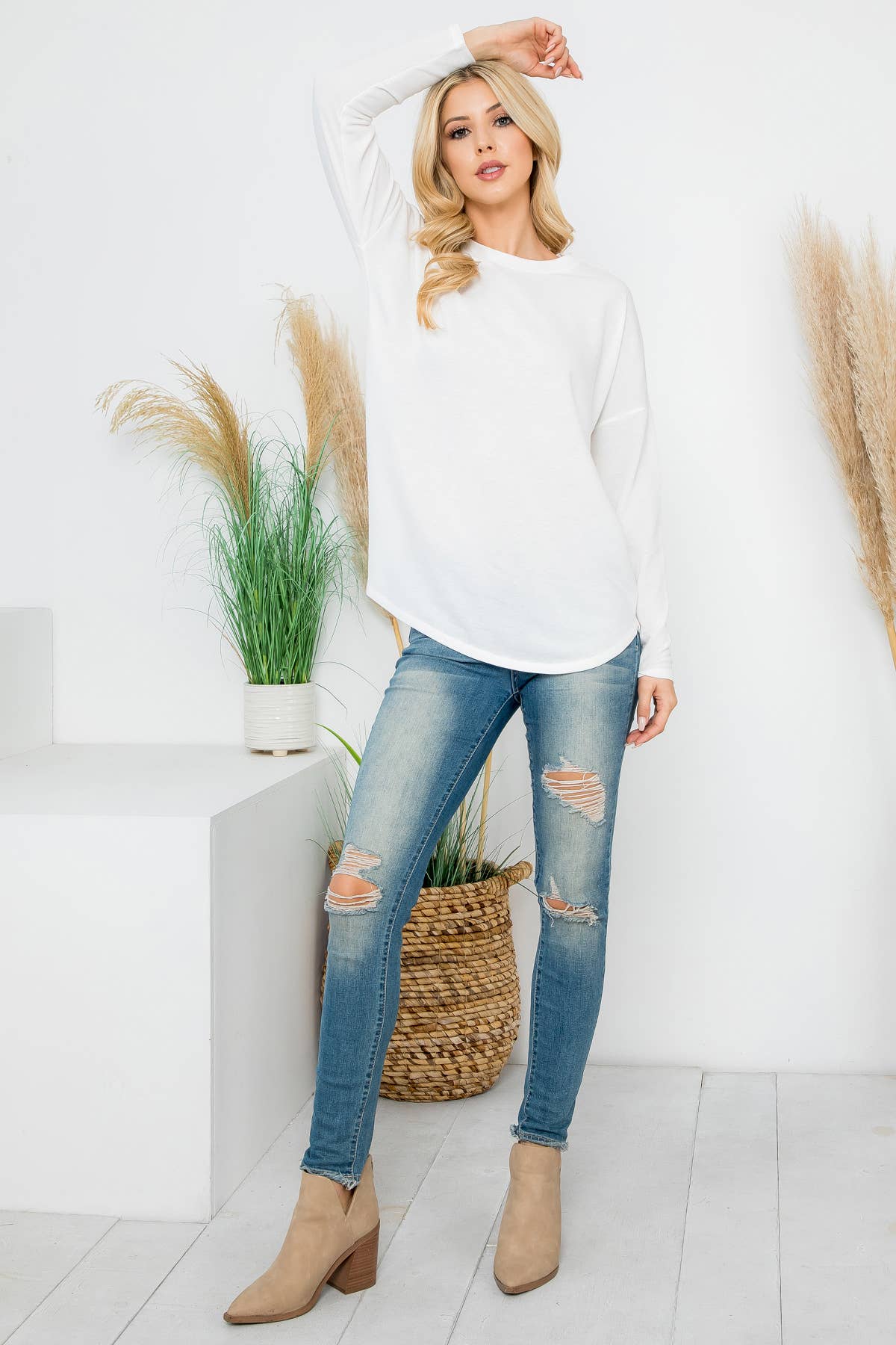 You & Me - Vente Tunique – femme - HAUT EN MOLLETON À MANCHES LONGUES YMT20090V ET OURLET ARRONDI17