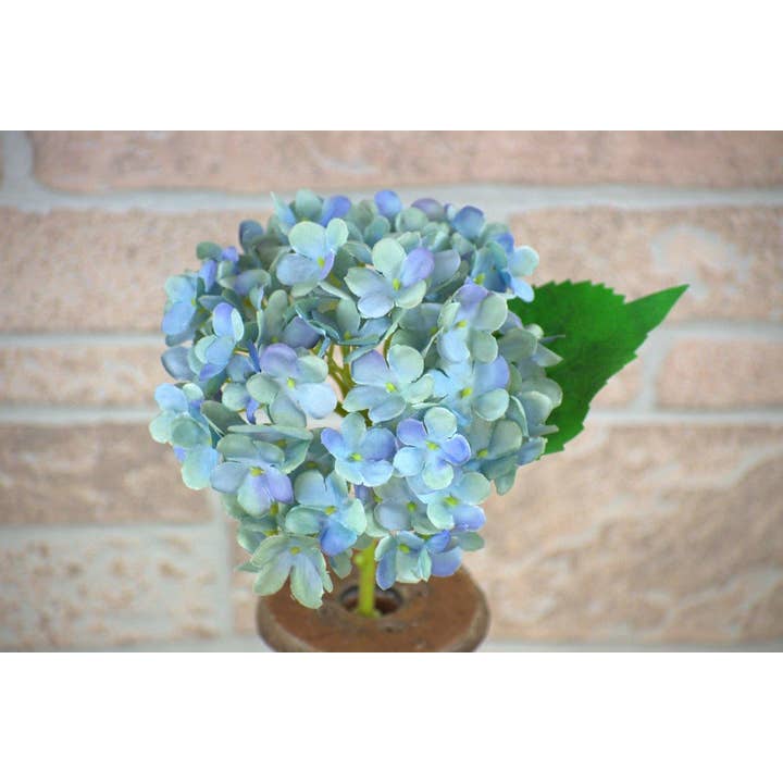 Wholesale Home Decor - Wholesale Artificial Flowers - Blue Hydrangea Pick 13in
