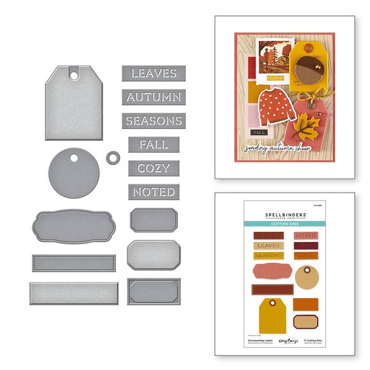 Documenting Labels Etched Dies from the Autumn Archives Collection by Kelly Bangs for wholesale by Hero Arts + Spellbinders Wholesale