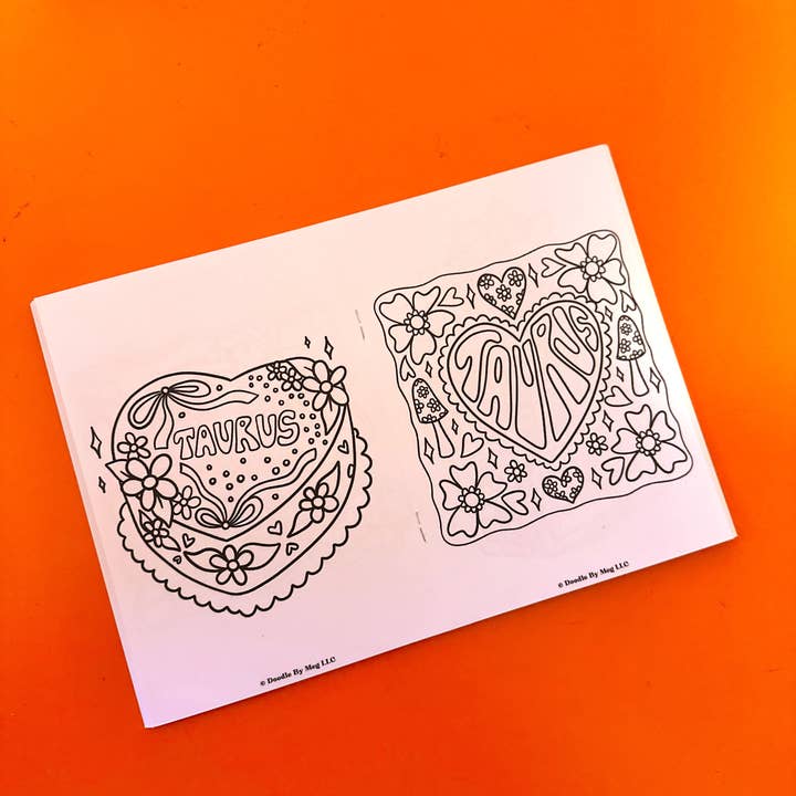 Doodle By Meg - Wholesale Coloring & Activity Book - Adult - Taurus Zodiac Coloring Book1