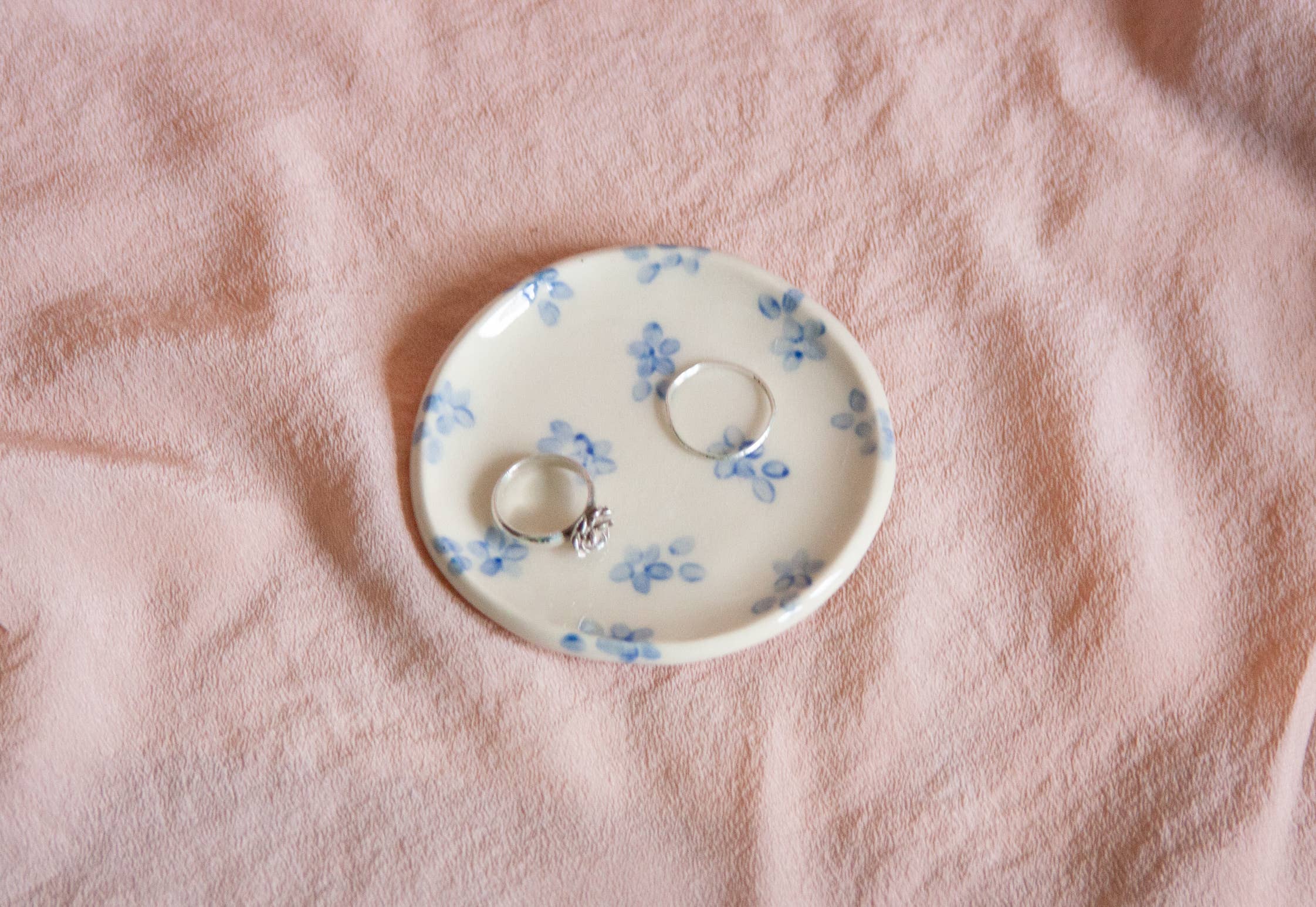 Erika Christine Ceramics - Wholesale Jewelry Dish - Blue Forget Me Not Ring Dish2