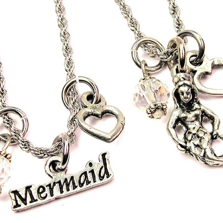 Mermaid Set Of 2 Rope Chain Necklaces Nautical Fantasy Ocean for wholesale by Chubby Chico Charms