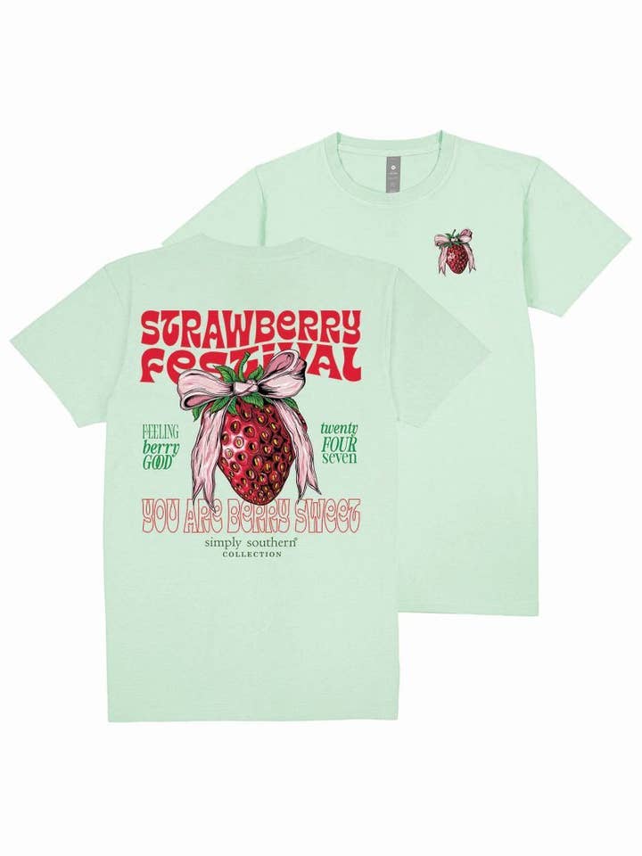 simply southern - Wholesale Screen Printed T-Shirt - Women's - SS-STRAWBERRY-MINT