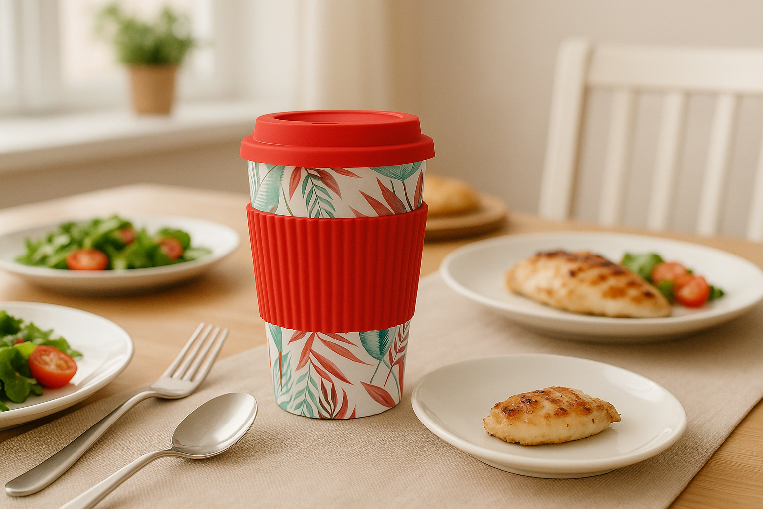 Original Source - Wholesale Insulated Mug/Tumbler - Bamboo Fiber Travel Cup (Red)3