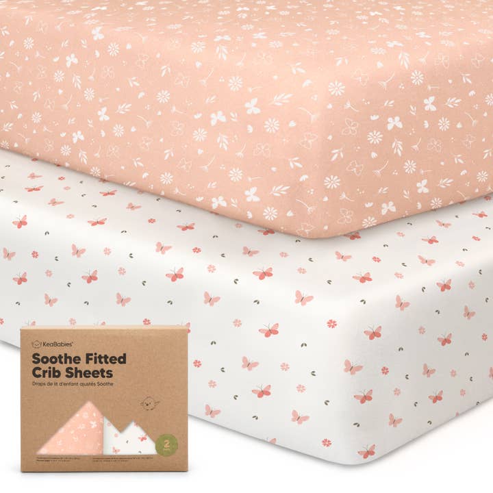 2-pack Organic Cotton Fitted Crib Sheet (Butterflies) for wholesale by KeaBabies