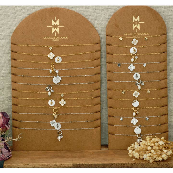 Merveilles du Monde - Wholesale Beaded Bracelet - Set of 12 stainless steel necklaces and 12 bracelets