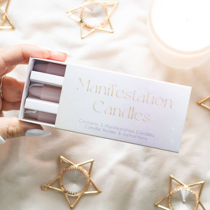 3 Manifestation Spell Candles in a Box for wholesale by Something Different Wholesale