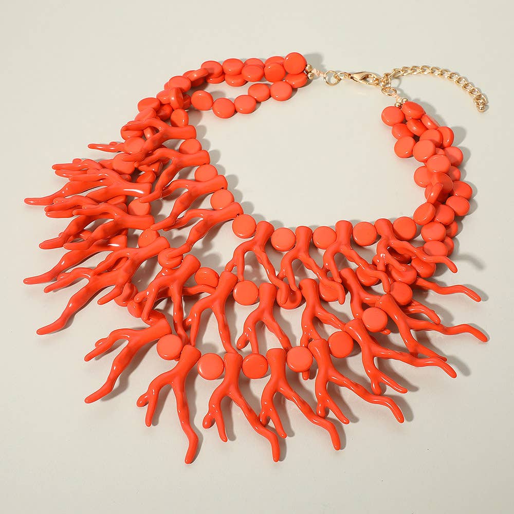 Sensibling Corp. - Wholesale Bib Necklace - Bold Layered Coral Statement Necklace9