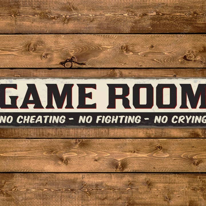 Sala giochi Street Sign No Cheating No Fighting No Cying Style Vintage per la vendita all'ingrosso da parte di Game Time Prints
